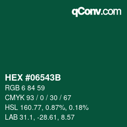 Color code: HEX #06543B | qconv.com