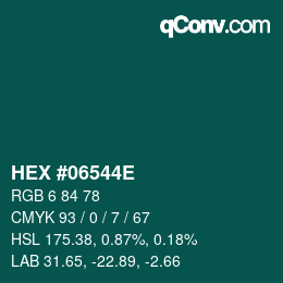 Color code: HEX #06544E | qconv.com