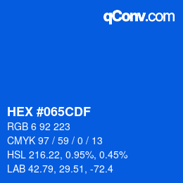Color code: HEX #065CDF | qconv.com