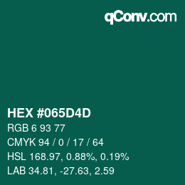 Color code: HEX #065D4D | qconv.com