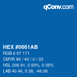 Color code: HEX #0661AB | qconv.com