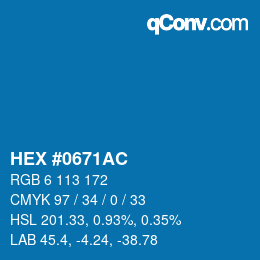 Color code: HEX #0671AC | qconv.com