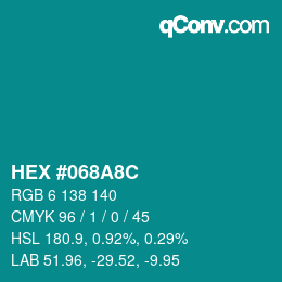 カラーコード: HEX #068A8C | qconv.com