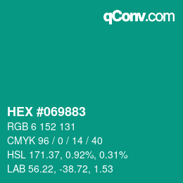 颜色代码: HEX #069883 | qconv.com
