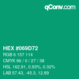 颜色代码: HEX #069D72 | qconv.com