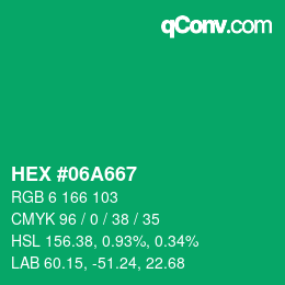 Color code: HEX #06A667 | qconv.com