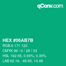 Color code: HEX #06AB7B | qconv.com