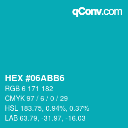 Color code: HEX #06ABB6 | qconv.com