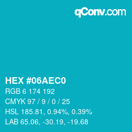 カラーコード: HEX #06AEC0 | qconv.com