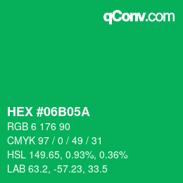 Color code: HEX #06B05A | qconv.com