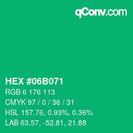 Color code: HEX #06B071 | qconv.com