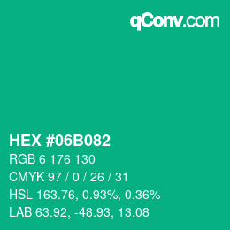 Color code: HEX #06B082 | qconv.com