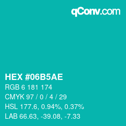 Color code: HEX #06B5AE | qconv.com