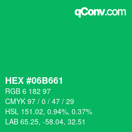 Color code: HEX #06B661 | qconv.com