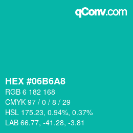 カラーコード: HEX #06B6A8 | qconv.com