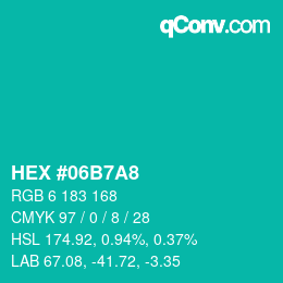 Color code: HEX #06B7A8 | qconv.com