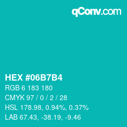 Color code: HEX #06B7B4 | qconv.com