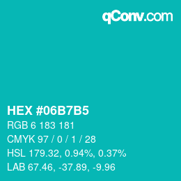 Color code: HEX #06B7B5 | qconv.com