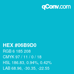 Color code: HEX #06B9D0 | qconv.com