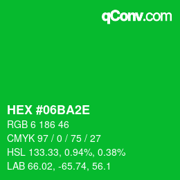 Color code: HEX #06BA2E | qconv.com