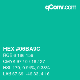 Color code: HEX #06BA9C | qconv.com
