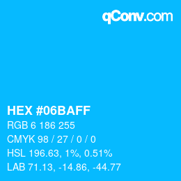 Color code: HEX #06BAFF | qconv.com