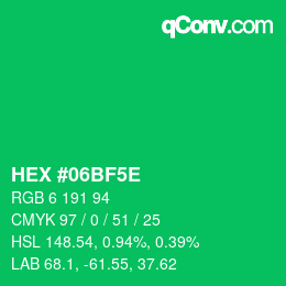 Farbcode: HEX #06BF5E | qconv.com