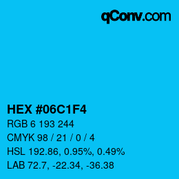 颜色代码: HEX #06C1F4 | qconv.com