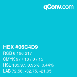Color code: HEX #06C4D9 | qconv.com