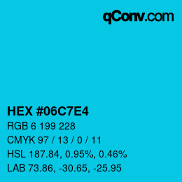 Color code: HEX #06C7E4 | qconv.com