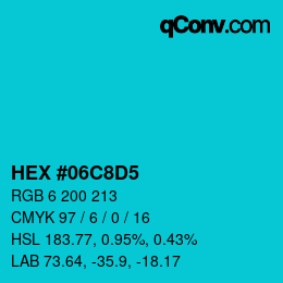 Color code: HEX #06C8D5 | qconv.com