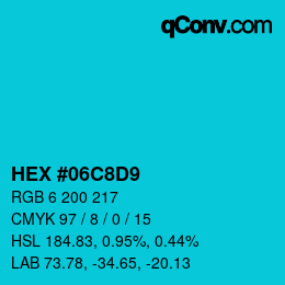 Color code: HEX #06C8D9 | qconv.com