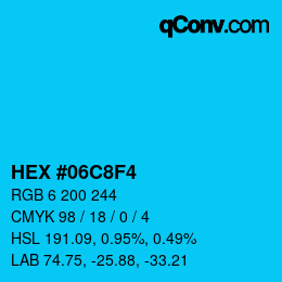 カラーコード: HEX #06C8F4 | qconv.com