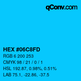カラーコード: HEX #06C8FD | qconv.com