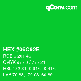 Color code: HEX #06C92E | qconv.com