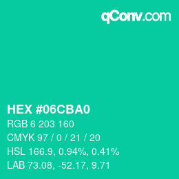 カラーコード: HEX #06CBA0 | qconv.com