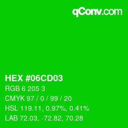カラーコード: HEX #06CD03 | qconv.com