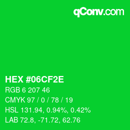 Color code: HEX #06CF2E | qconv.com
