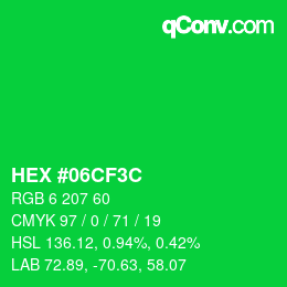 Color code: HEX #06CF3C | qconv.com