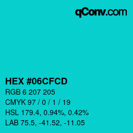 カラーコード: HEX #06CFCD | qconv.com