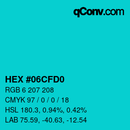 カラーコード: HEX #06CFD0 | qconv.com