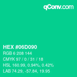 Color code: HEX #06D090 | qconv.com