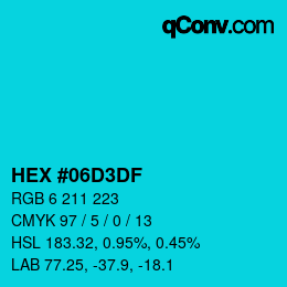Color code: HEX #06D3DF | qconv.com