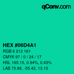 カラーコード: HEX #06D4A1 | qconv.com