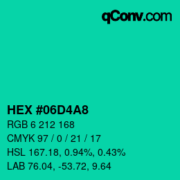 Color code: HEX #06D4A8 | qconv.com