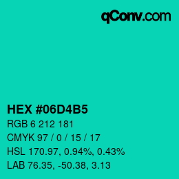 Color code: HEX #06D4B5 | qconv.com