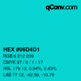 カラーコード: HEX #06D4D1 | qconv.com