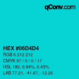 Color code: HEX #06D4D4 | qconv.com