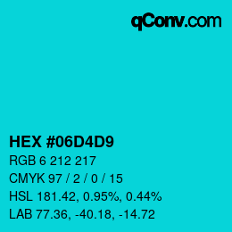 Color code: HEX #06D4D9 | qconv.com