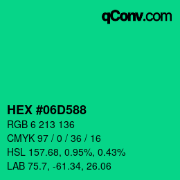 Color code: HEX #06D588 | qconv.com